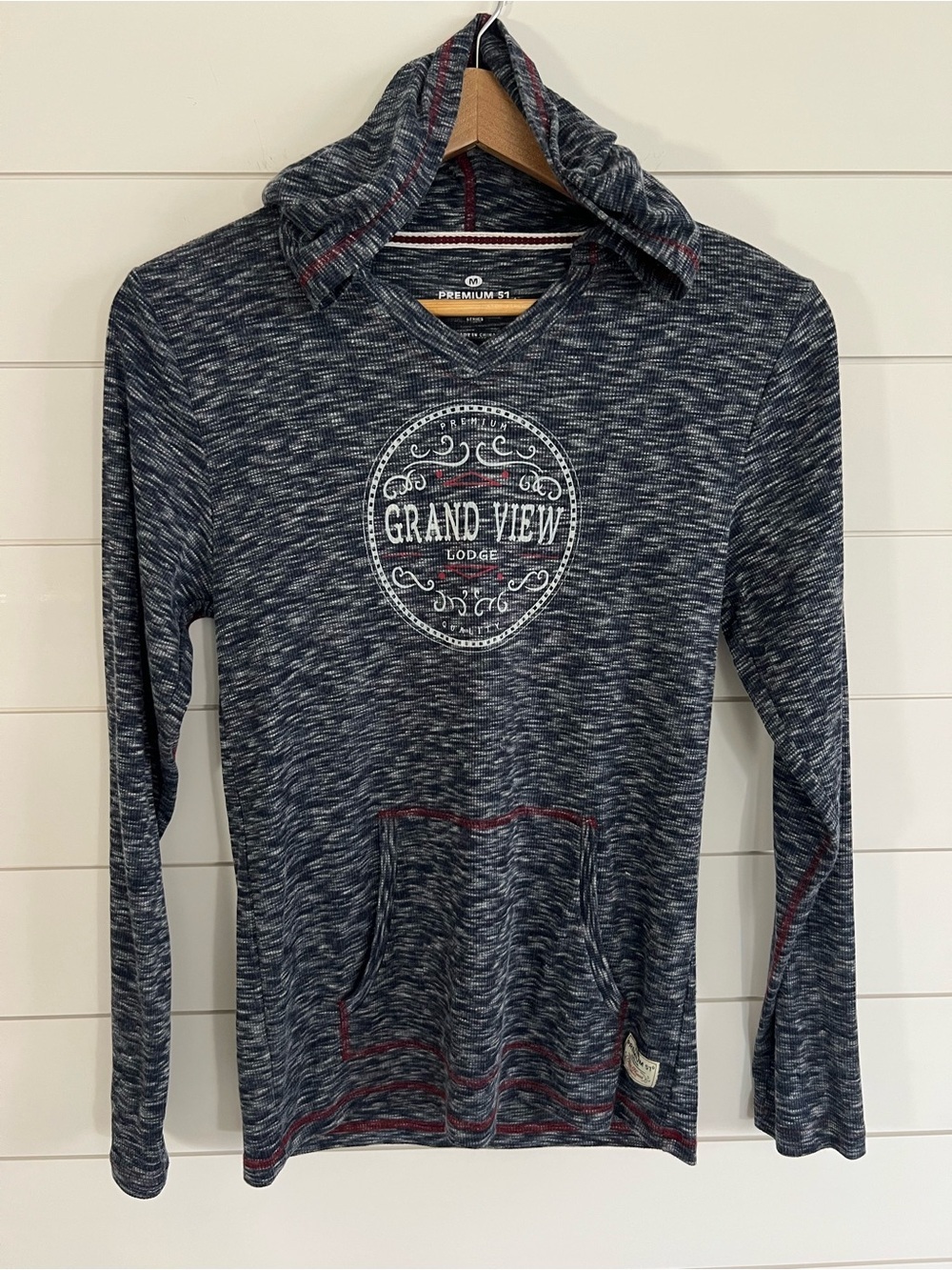 Grand View Lodge Hooded Pullover Top Womens Medium